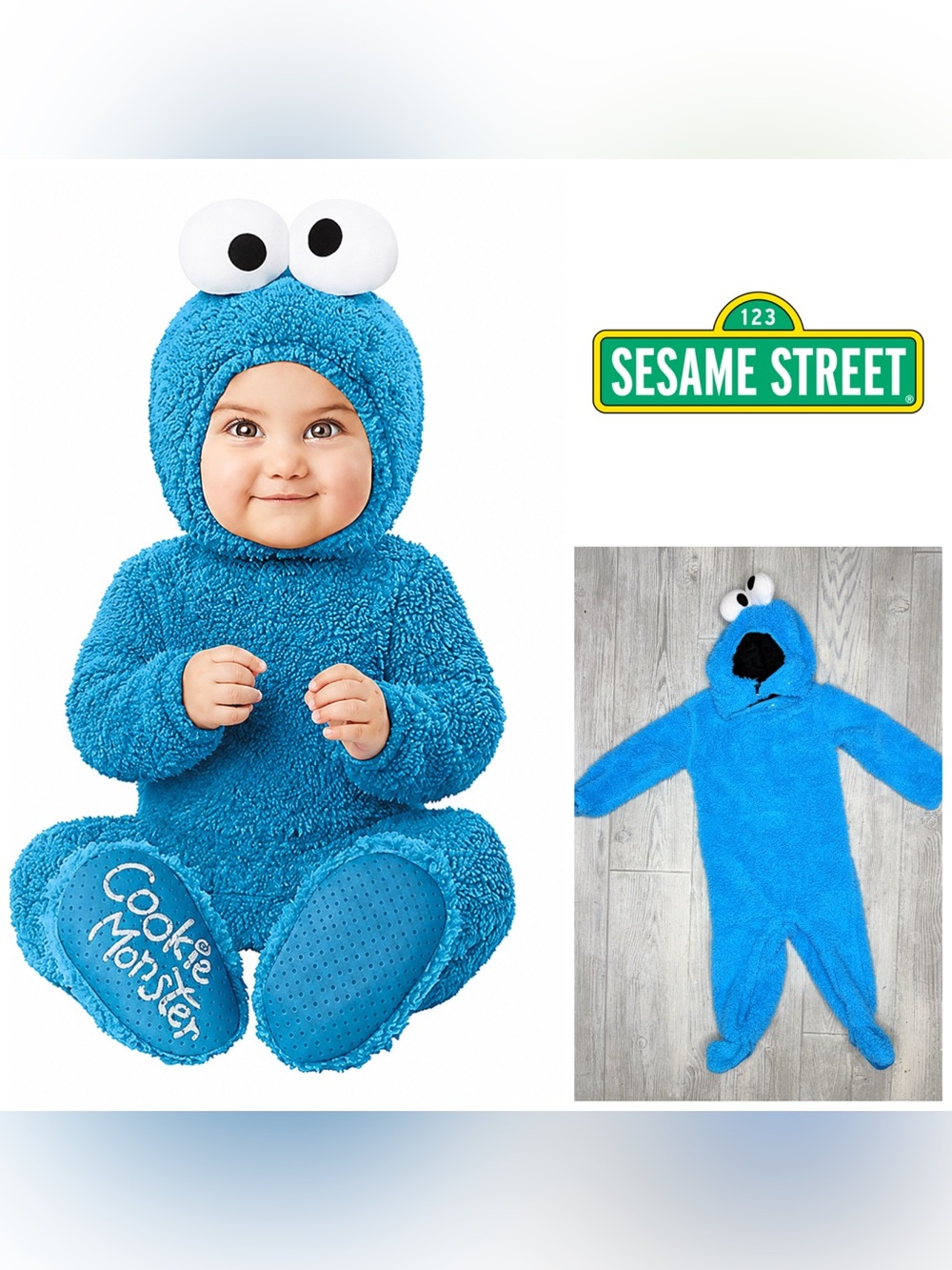 Spirit Halloween costume Sesame Street Cookie Monster Jumpsuit cosplay dress up